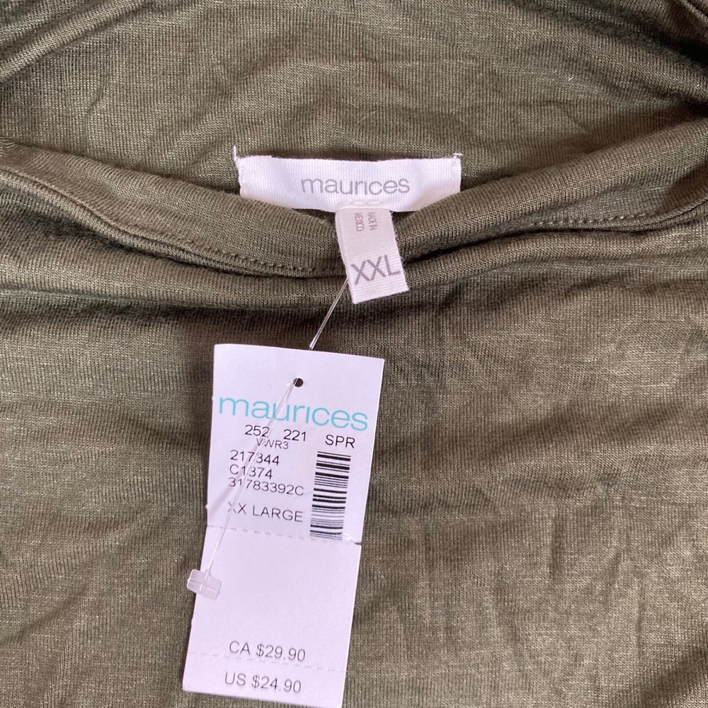 Maurices Women XXL Olive Green Mock Neck Sleeveless Ruched Side Top NWT - Picture 2 of 7